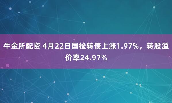 牛金所配资 4月22日国检转债上涨1.97%，转股溢价率24.97%
