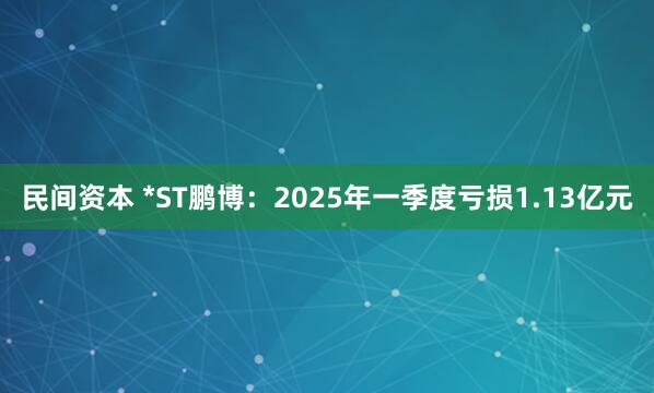 民间资本 *ST鹏博：2025年一季度亏损1.13亿元